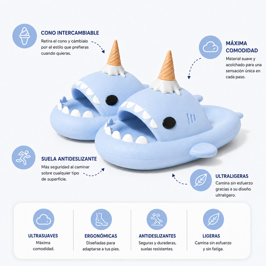 pantuflas de tiburón acogedoras con cono extraíble